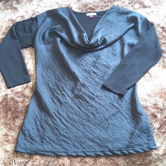 Vince Camuto Women's Drape Neck Quarter-Length Sleeve Top, Black, XS - Picture 4 of 12